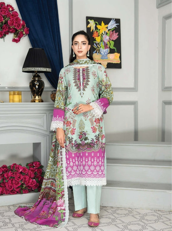Mashaal Stripe by Riaz Arts Embroidered Lawn Unstitched 3 Piece - D-08 - RA25MSE - Summer Collection