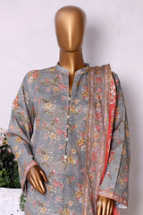 Bin Saeed Stitched 3 Piece Exclusive Printed Khaddar Vol-13 Collection'2025-WK-2621-Ferozi