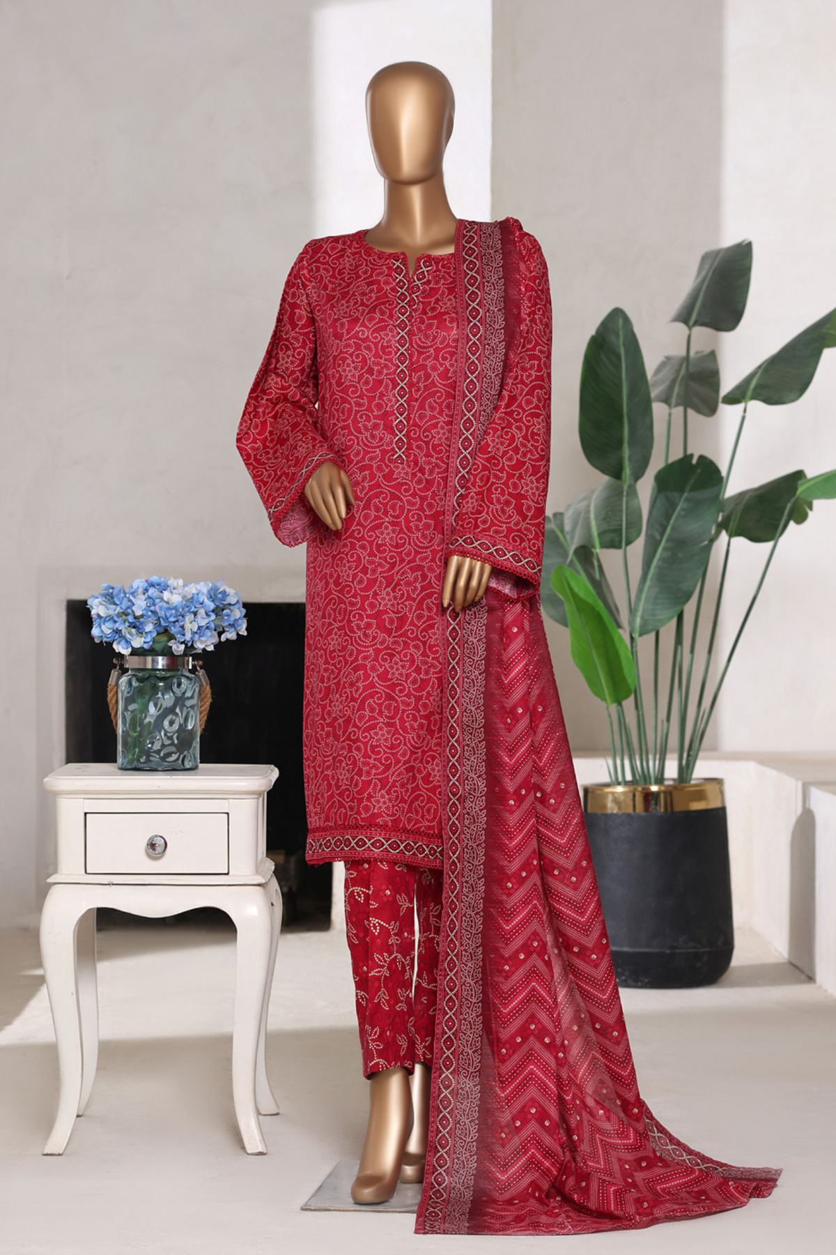 Bin Saeed Stitched 3 Piece Printed Cotton Vol-02 Collection'2025-WC-2412-pink