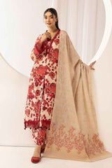 printed lawn with jacquard dupatta D-01