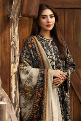 BAHAR BY MAHEES,Printed Silk Marina with Printed Pure China Pashmina Shawl,D-01