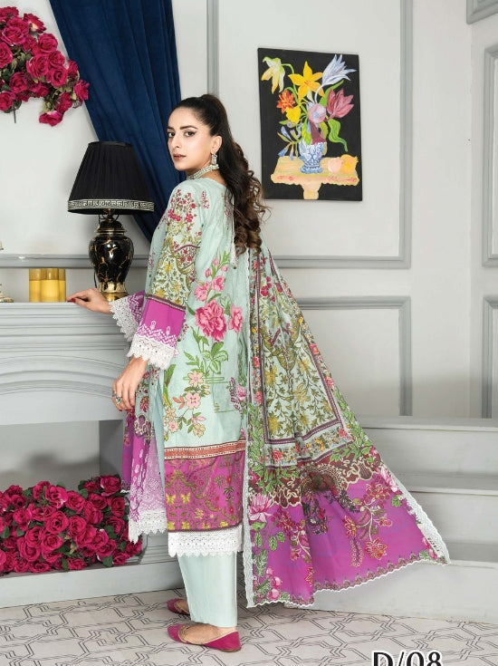 Mashaal Stripe by Riaz Arts Embroidered Lawn Unstitched 3 Piece - D-08 - RA25MSE - Summer Collection