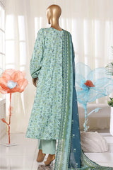 Bin Saeed Stitched 3 Piece Exclusive Printed Frock-LSM-3059-GREEN