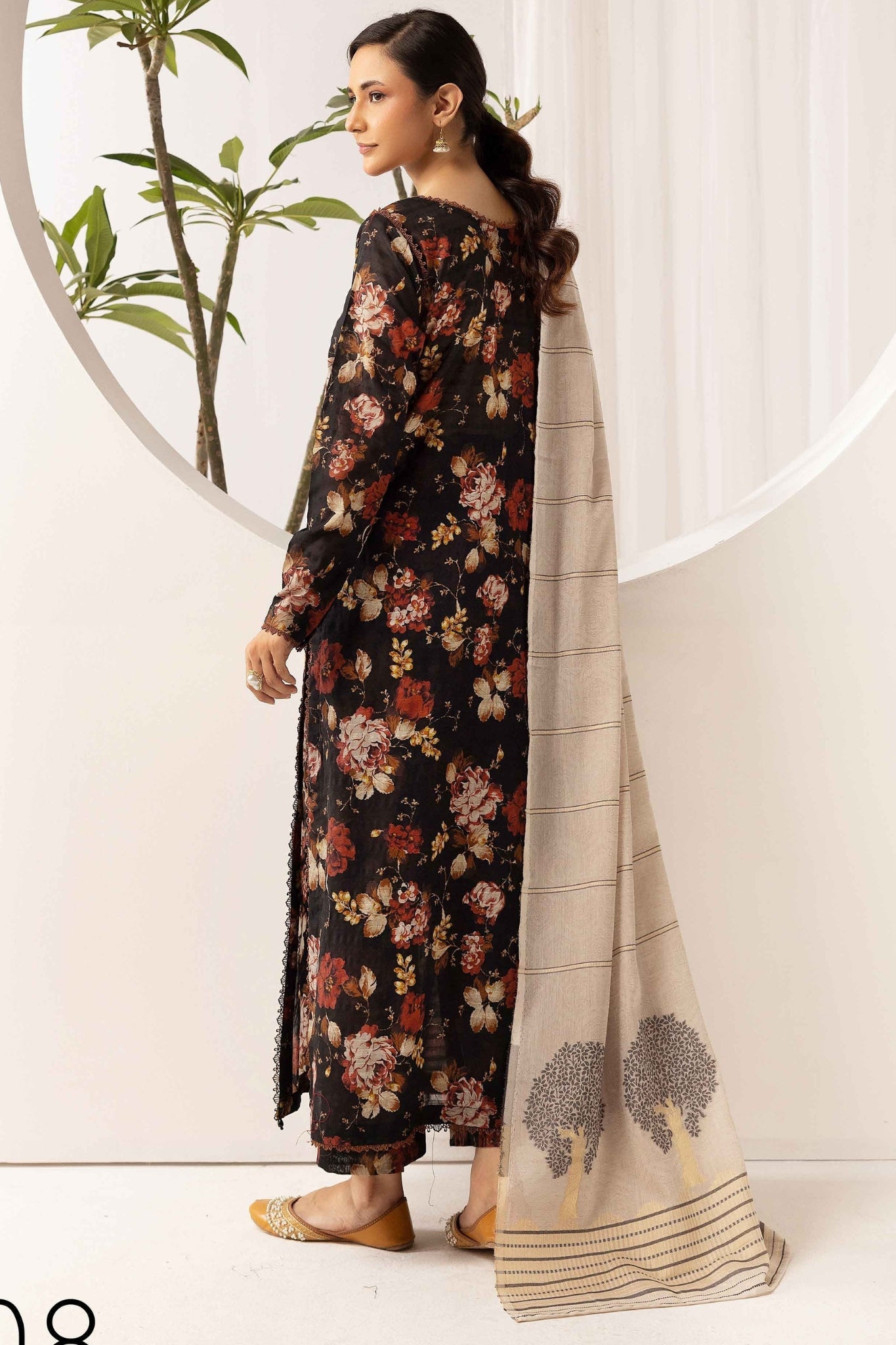 printed lawn with jacquard dupatta D-08