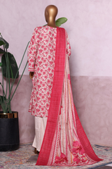 Bin Saeed Stitched 3 Piece Exclusive Printed Khaddar Vol-07 Collection'2025-WK-2449-brown