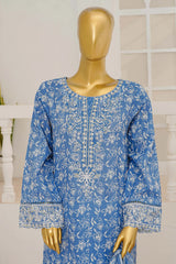 Bin Saeed Stitched 3 Piece Exclusive Emb Lawn With Flapper Suit-LSM-3187-BLUE