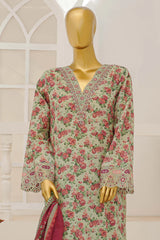 Bin Saeed Stitched 3 Piece Exclusive Emb Lawn With Flapper Suit-LSM-3191-PISTA