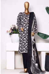 Bin Saeed Stitched 3 Piece Exclusive Printed Khaddar Vol-13 Collection'2025-WK-2630-BLACK