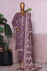 Bin Saeed Stitched 3 Piece Exclusive Printed Khaddar Vol-07 Collection'2025-WK-2450-puple