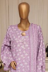 Bin Saeed Stitched 3 Piece Printed Lawn With Farshi Shalwar Vol-04 Suit-LSM-3375-LALIC