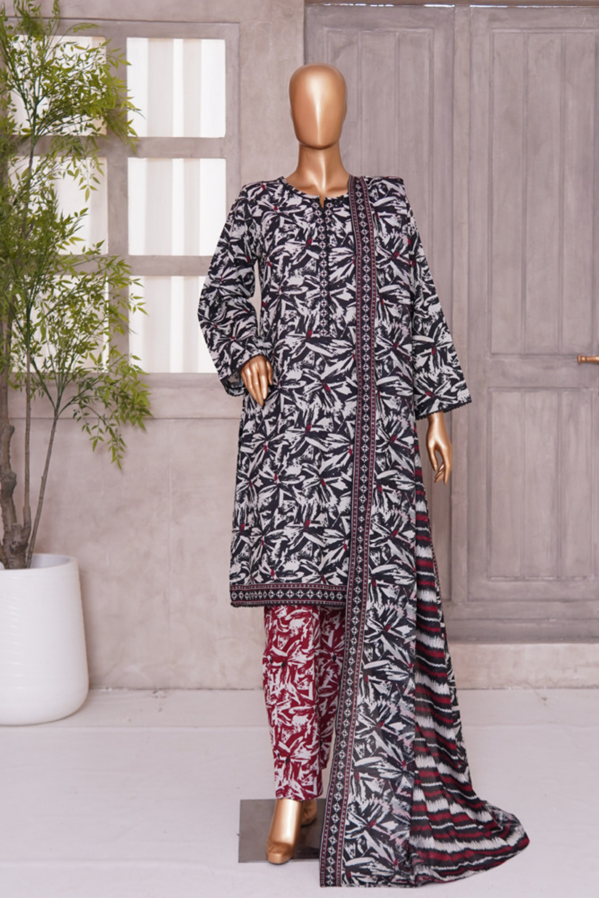 BIN SAEED PRINTED LAWN 3 PC COLLECTION 2025-26,BLACK