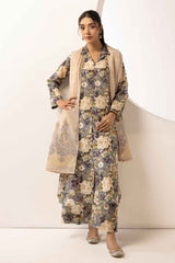 printed lawn with jacquard dupatta D-09