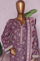 Bin Saeed Stitched 3 Piece Exclusive Printed Khaddar Vol-07 Collection'2025-WK-2450-puple