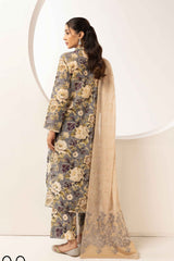 printed lawn with jacquard dupatta D-09
