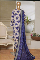 Bin Saeed Stitched 3 Piece Exc Printed Lawn Vol-06 Collection'2025-NSM-2489-white