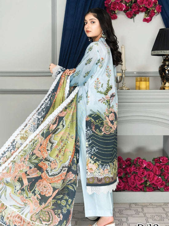 Mashaal Stripe by Riaz Arts Embroidered Lawn Unstitched 3 Piece - D-10 - RA25MSE - Summer Collection
