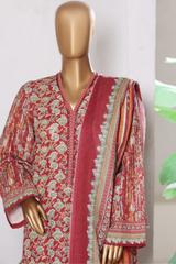 Bin Saeed Stitched 3 Piece Exclusive Printed Khaddar Vol-15 Collection'2025-WK-2653-RED