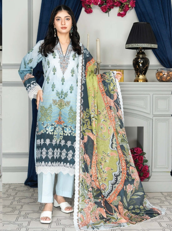 Mashaal Stripe by Riaz Arts Embroidered Lawn Unstitched 3 Piece - D-10 - RA25MSE - Summer Collection