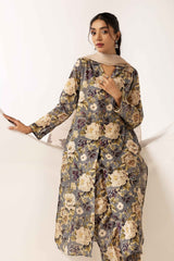 printed lawn with jacquard dupatta D-09