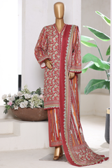 Bin Saeed Stitched 3 Piece Exclusive Printed Khaddar Vol-15 Collection'2025-WK-2653-RED