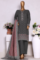 Bin Saeed Stitched 3 Piece Exclusive Printed Khaddar Vol-13 Collection'2025-WK-2632-DARK GREEN