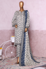 Bin Saeed Stitched 3 Piece Exclusive Printed Khaddar Vol-07 Collection'2025-WK-2452-white