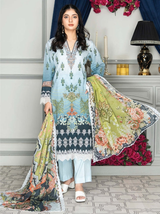 Mashaal Stripe by Riaz Arts Embroidered Lawn Unstitched 3 Piece - D-10 - RA25MSE - Summer Collection