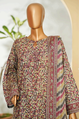 Bin Saeed Stitched 3 Piece Exclusive Printed Lawn Vol-01 Collection'2026-LSM-2716 BROWN