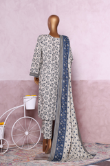 Bin Saeed Stitched 3 Piece Exclusive Printed Khaddar Vol-07 Collection'2025-WK-2452-white