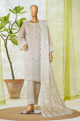 Bin Saeed Stitched 3 Piece Luxury White & White Emb Collection'2026-NSM-2561