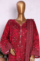 Bin Saeed Stitched 3 Piece Exclusive Printed Khaddar Vol-13 Collection'2025-WK-2633-RED