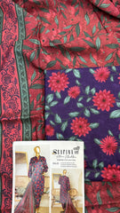 Safina 3pcs unstitched Slub khaddar/cotton 016-b