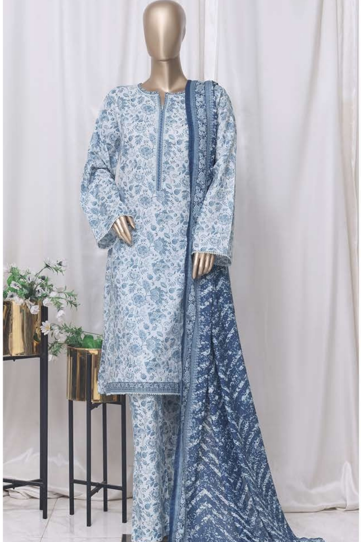 Bin Saeed Stitched 3 Piece Printed Cotton Vol-01 Collection'2025-WC-2382-Blue