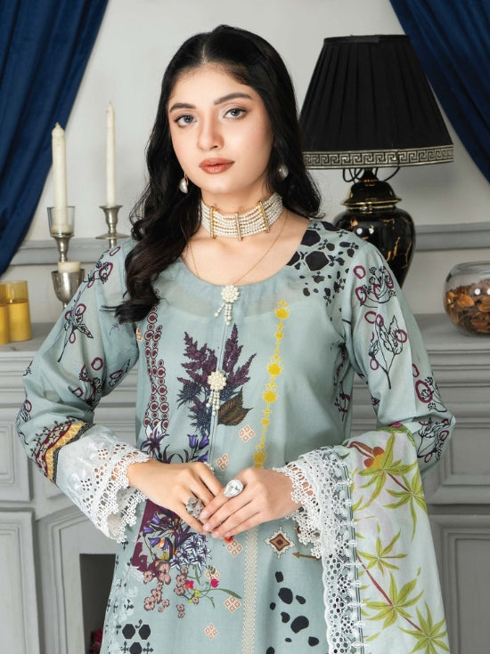 Mashaal Stripe by Riaz Arts Embroidered Lawn Unstitched 3 Piece - D-01 - RA25MSE - Summer Collection