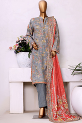 Bin Saeed Stitched 3 Piece Exclusive Printed Khaddar Vol-13 Collection'2025-WK-2621-Ferozi