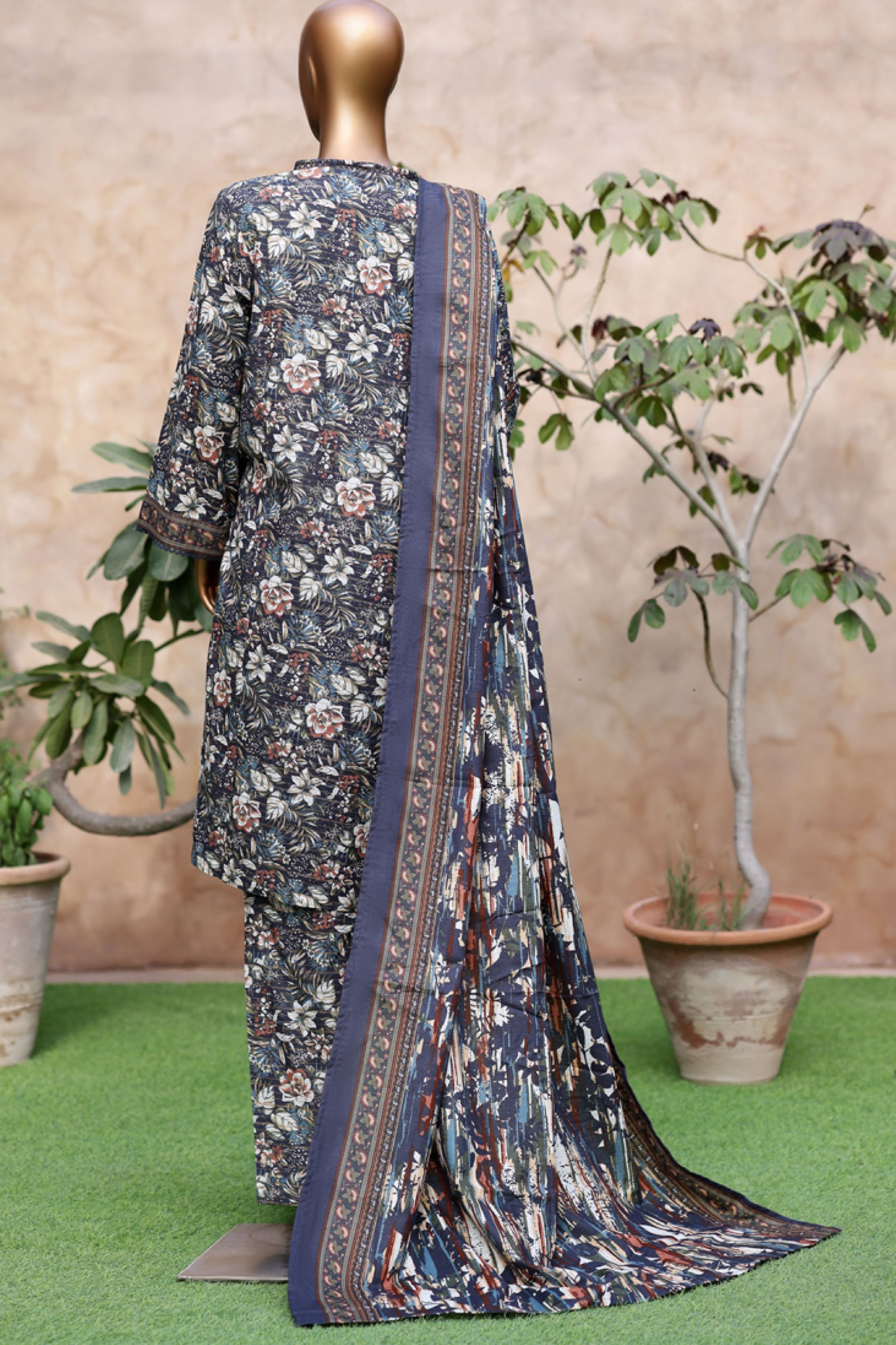 Bin Saeed Stitched 3 Piece Exclusive Printed Khaddar Vol-05 Collection'2025-WK-2406-Grey