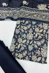 Bin Saeed Printed Khaddar Unstitched 3 Piece Suit - BS25KHD -Blue- Winter Collection