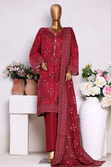 Bin Saeed Stitched 3 Piece Exclusive Printed Khaddar Vol-13 Collection'2025-WK-2633-RED