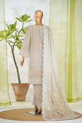 Bin Saeed Stitched 3 Piece Luxury White & White Emb Collection'2026-NSM-2561