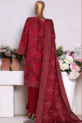 Bin Saeed Stitched 3 Piece Exclusive Printed Khaddar Vol-13 Collection'2025-WK-2633-RED