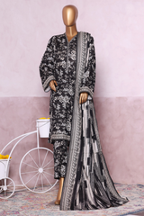 Bin Saeed Stitched 3 Piece Exclusive Printed Khaddar Vol-07 Collection'2025-WK-2454-black