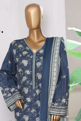 Bin Saeed Stitched 3 Piece Exclusive Printed Khaddar Vol-15 Collection'2025-WK-2656-dark blue