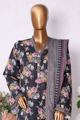 Bin Saeed Stitched 3 Piece Exclusive Printed Khaddar Vol-13 Collection'2025-WK-2635-BLACK