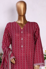 Bin Saeed Stitched 3 Piece Exclusive Printed Khaddar Vol-13 Collection'2025-WK-2636-RED