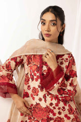 printed lawn with jacquard dupatta D-01
