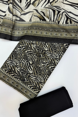 Bin Saeed Printed Khaddar Unstitched 3 Piece Suit - BS25KHD -Black- Winter Collection