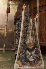 BAHAR BY MAHEES,Printed Silk Marina with Printed Pure China Pashmina Shawl,D-01