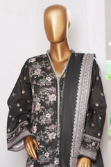 Bin Saeed Stitched 3 Piece Exclusive Printed Khaddar Vol-15 Collection'2025-WK-2659-black