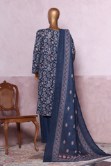 Bin Saeed Stitched 3 Piece Exclusive Printed Khaddar Vol-07 Collection'2025-WK-2442-Blue