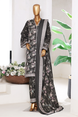 Bin Saeed Stitched 3 Piece Exclusive Printed Khaddar Vol-15 Collection'2025-WK-2659-black